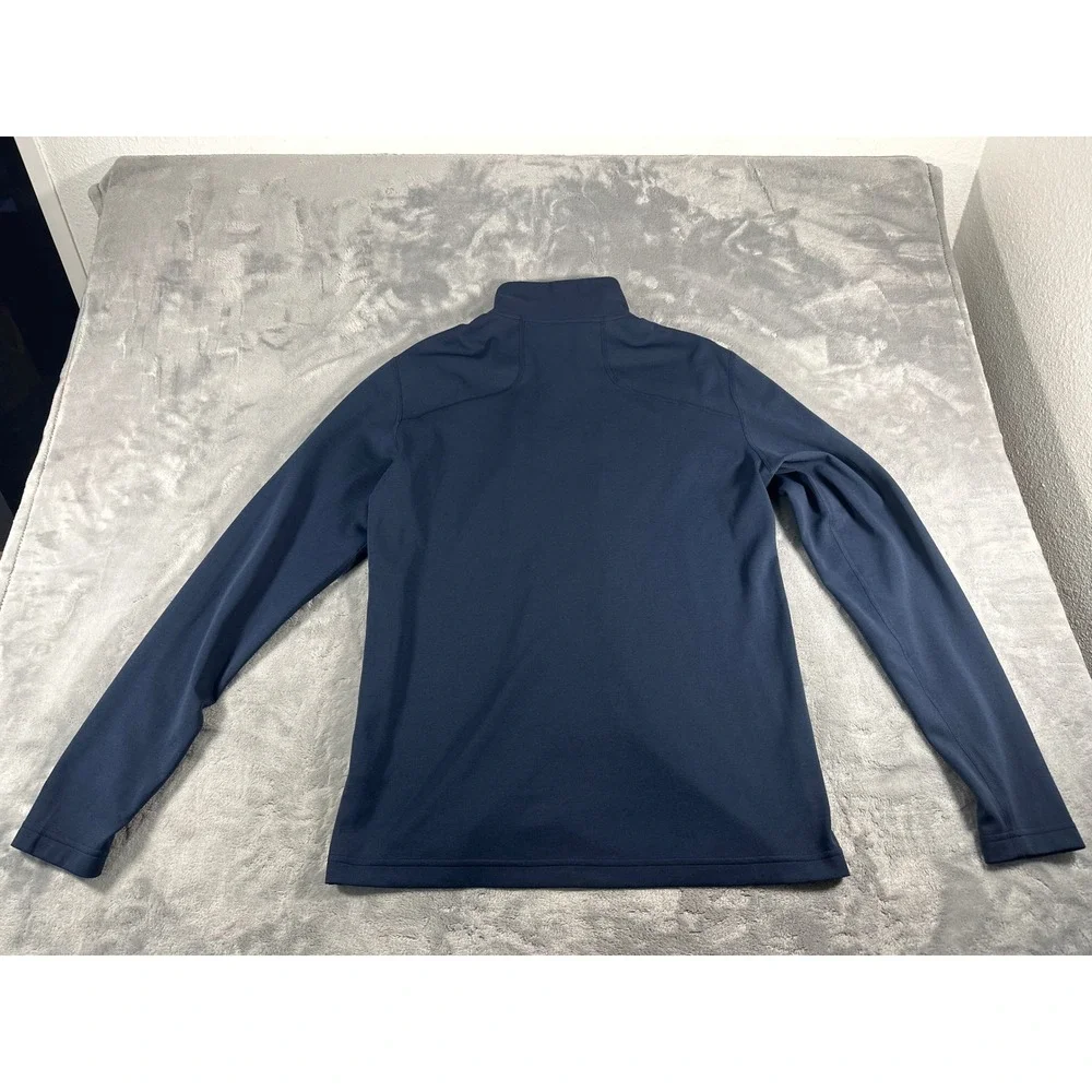 Cabelas Mens Full Zip Performance Jacket Navy Blue Chest Pocket Large Regular